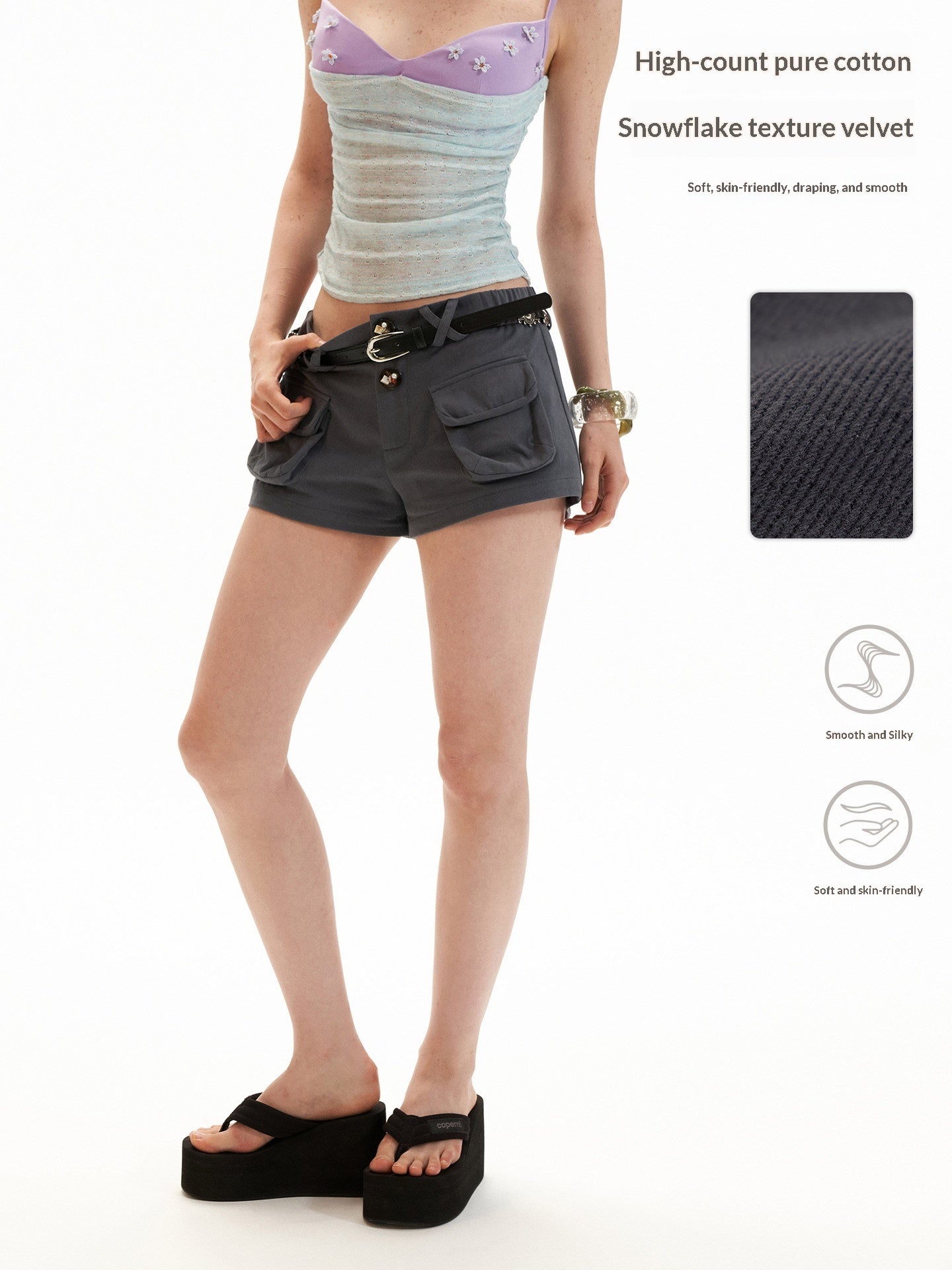 Vintage Utility Pocket Cotton Shorts