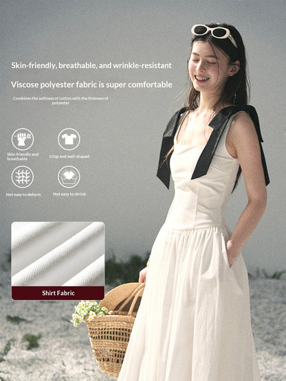 "Whispered Spring Midnight" Gardenia White Maxi Sundress 84545