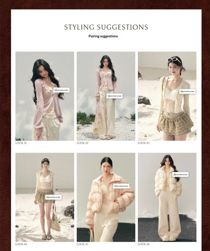 "Translucent Skin" Cream Apricot Lace Camisole Top 455335