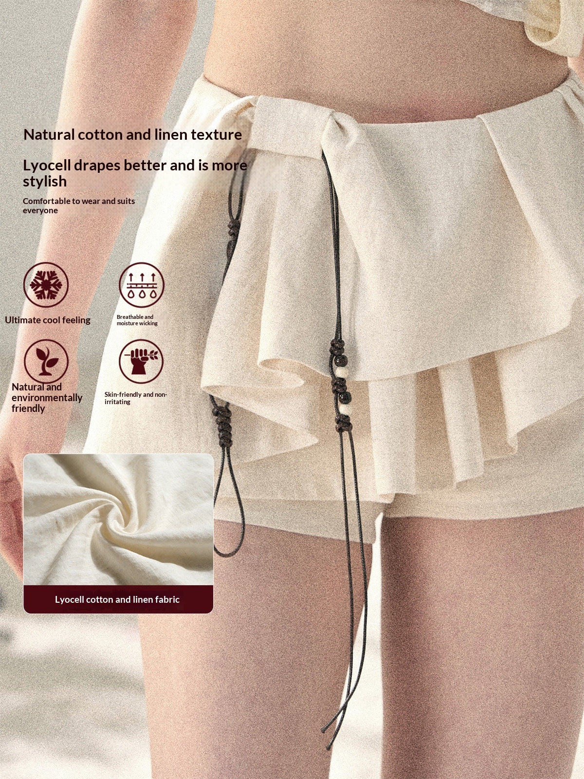 "Layered Petals in Motion" Dutch Cream Ruffle Skort 5324853