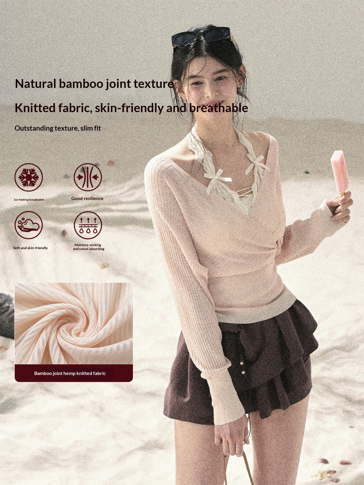 "Cool Touch Reverie" Cinnamon Pink Sun Protection Top Set 563543