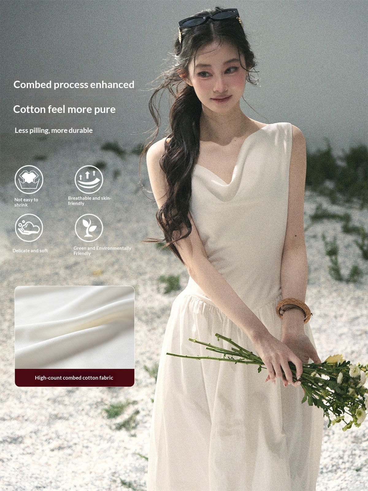 "Moonlight Sonata" Camellia White Elegant Sleeveless Maxi Dress