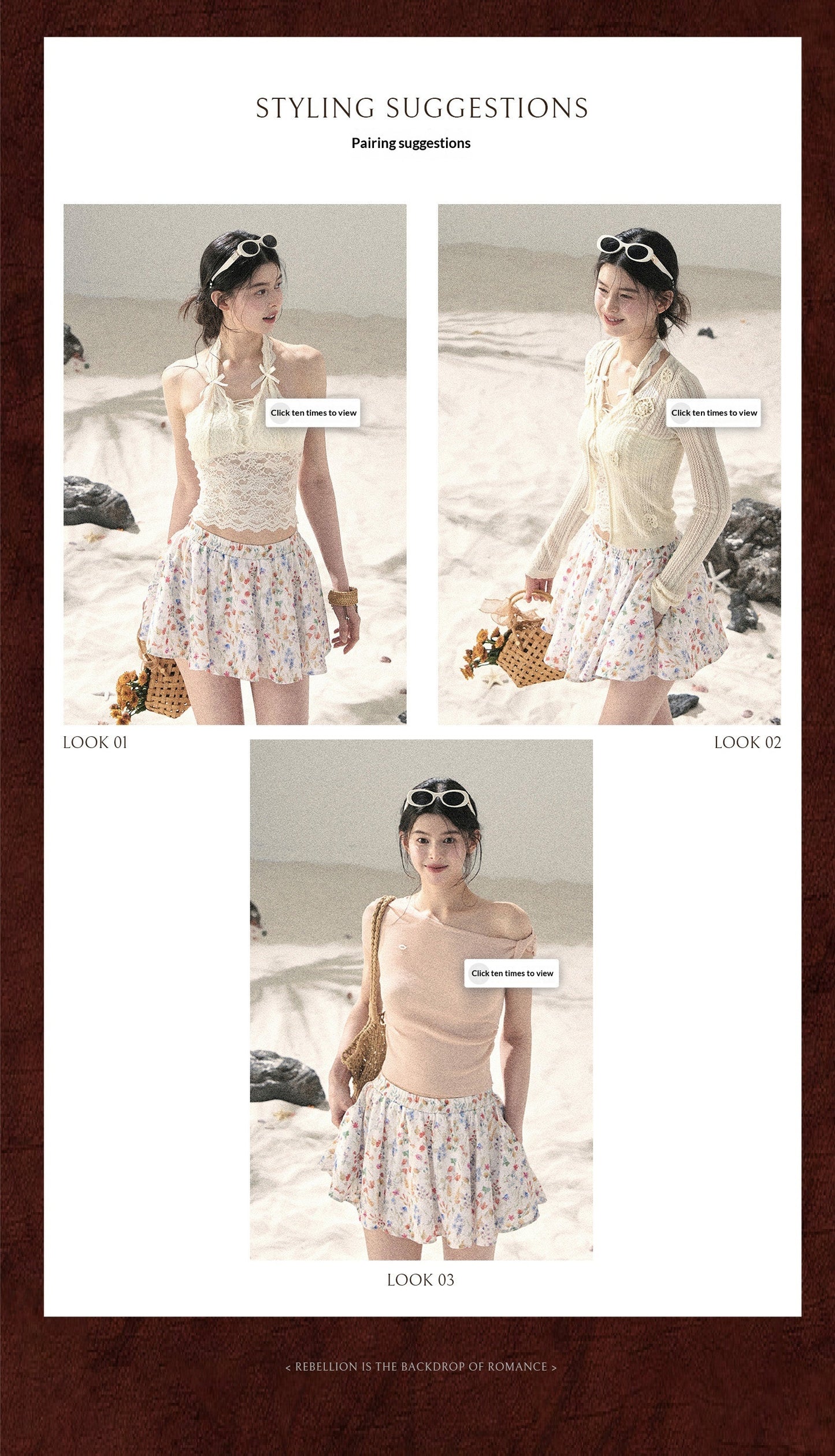 "Blooming Floral Reverie" Cream Ivory Floral A-Line Mini Skirt