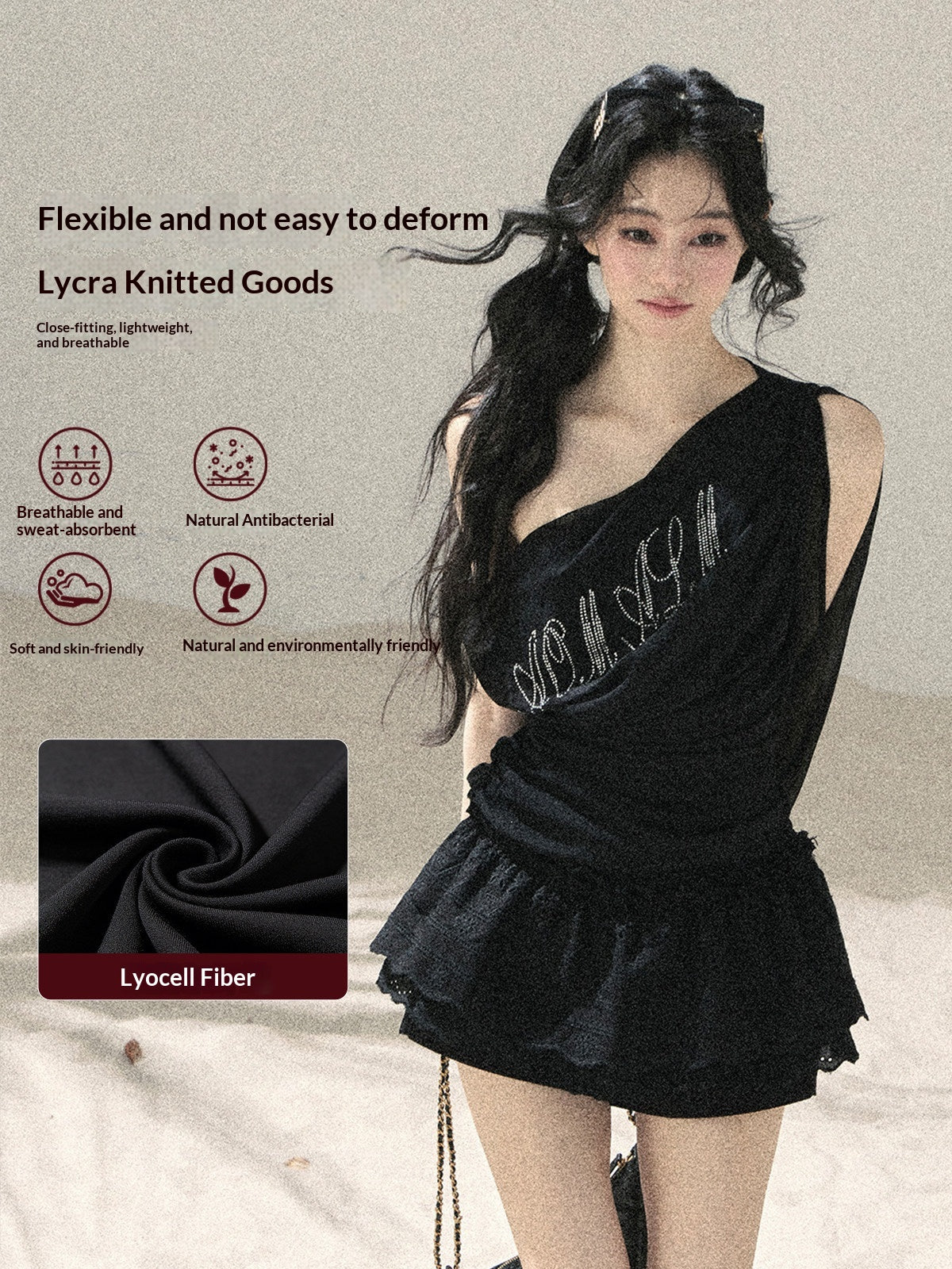 "Scattered Starlight" Midnight Black Off-Shoulder Mesh Waist-Cinched Top