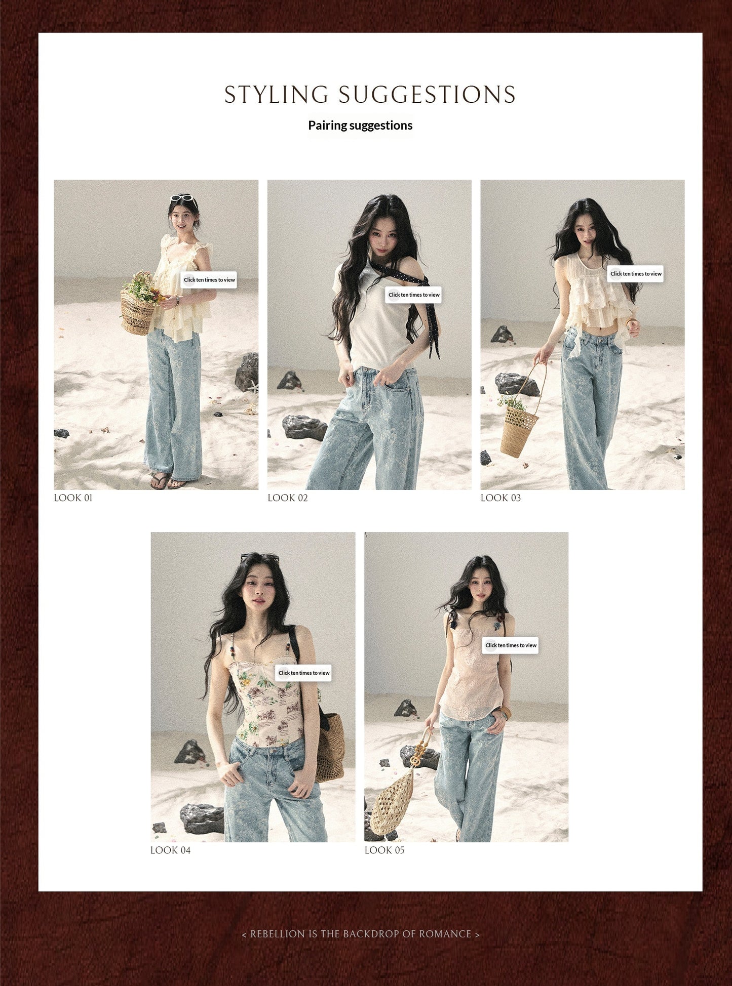 "Twinkling Starlight" Sky Blue Floral Rhinestone Wide-Leg Jeans