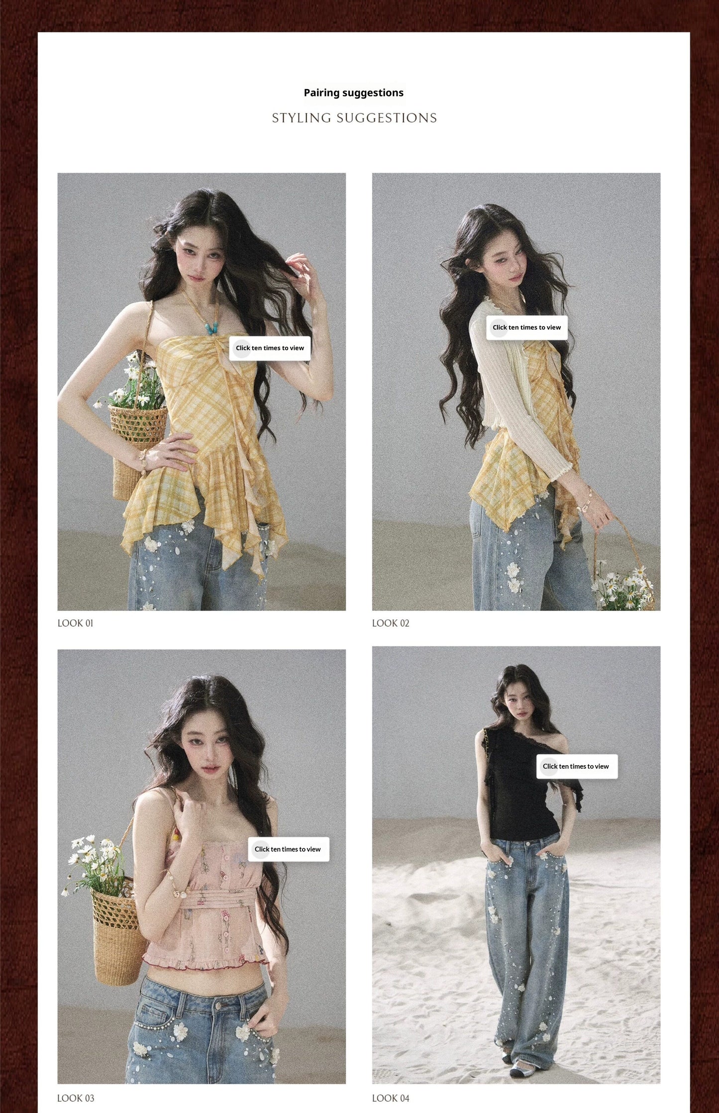 "Starlit Grace" Mist Blue Handmade Floral Wide-Leg Jeans