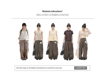 "Street Stroll Girl" Sage Gray Cotton Wide-Leg Cargo Pants