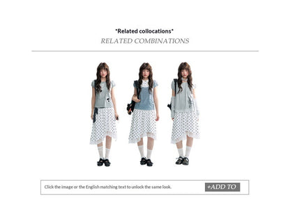 "Polka Poetry" Black & White Polka Dot Asymmetrical Cotton Skirt