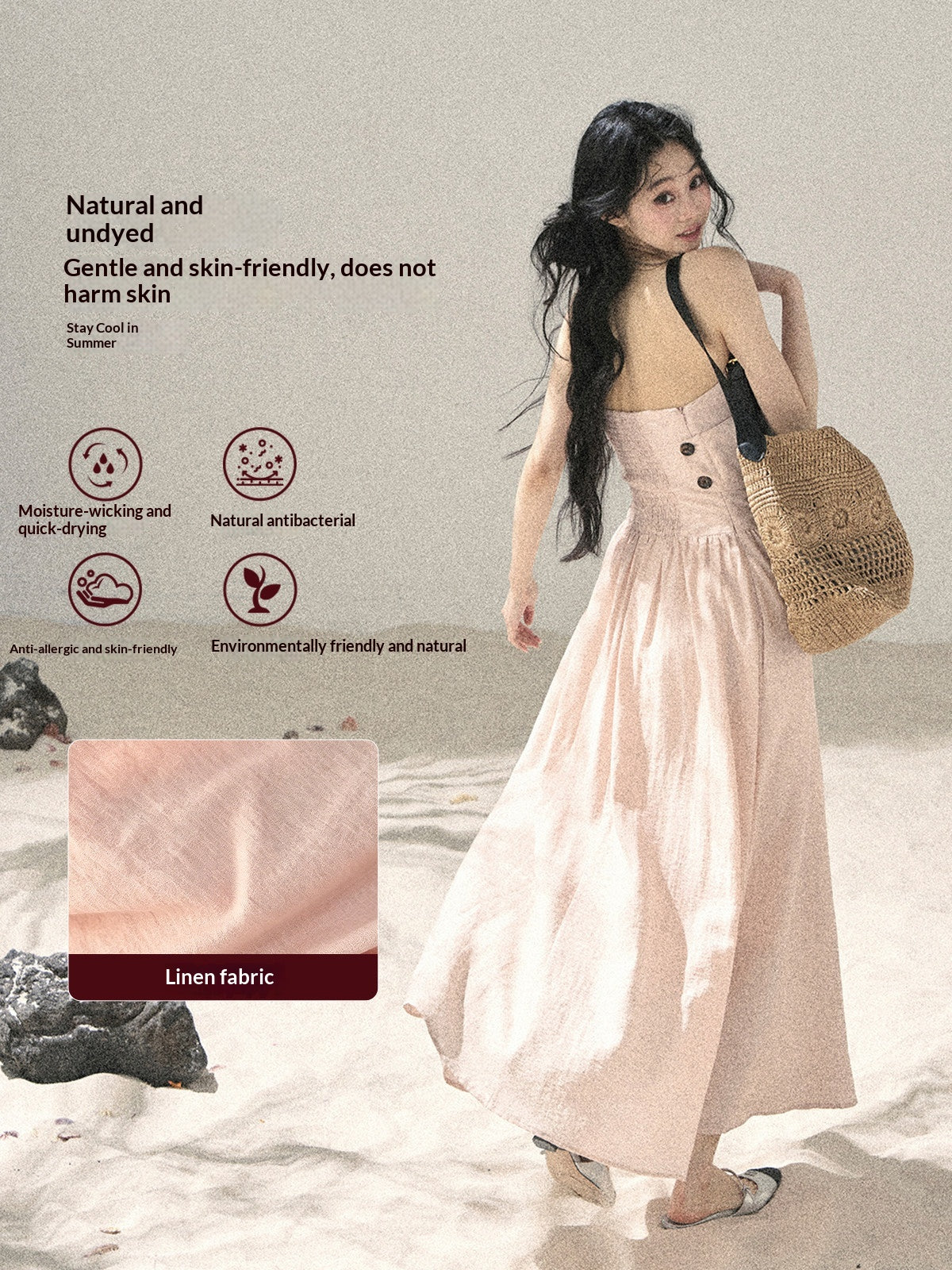 "Blushing Sunset Clouds" Ballet Pink Strapless Maxi Dress
