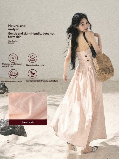 "Blushing Sunset Clouds" Ballet Pink Strapless Maxi Dress