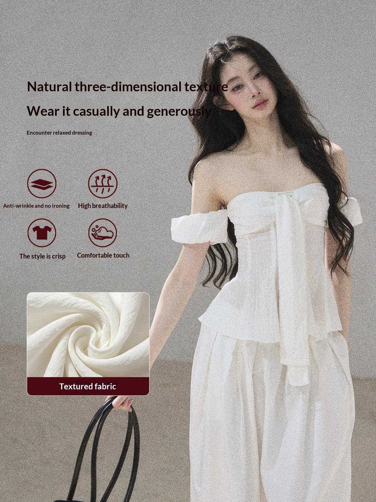 "Lazy Soliloquy" White Peplum Top & Wide-Leg Pants Set