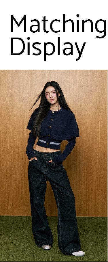 "First Bloom" Cable Knit Cape Cardigan (Ivory/ Navy)