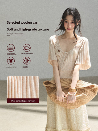 "Orange Sugar Glow" Blush Pink Convertible Off-Shoulder Knit Top