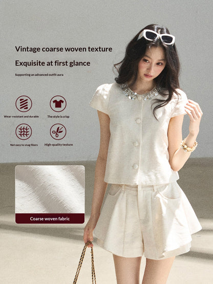 "Summer in the Sunlight" Dutch Cream Tweed Two-Piece Set