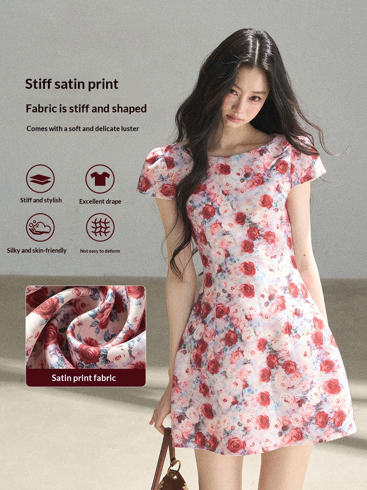 "Half a Rose" Dried Rose Fit & Flare Mini Dress