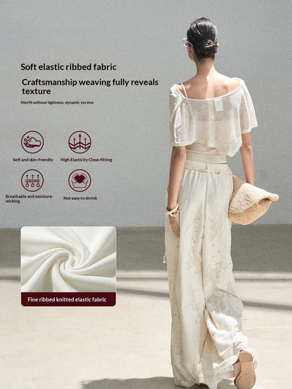 "The Scent of Soapberry" Dutch Cream Beaded Sheer Cover-Up Set