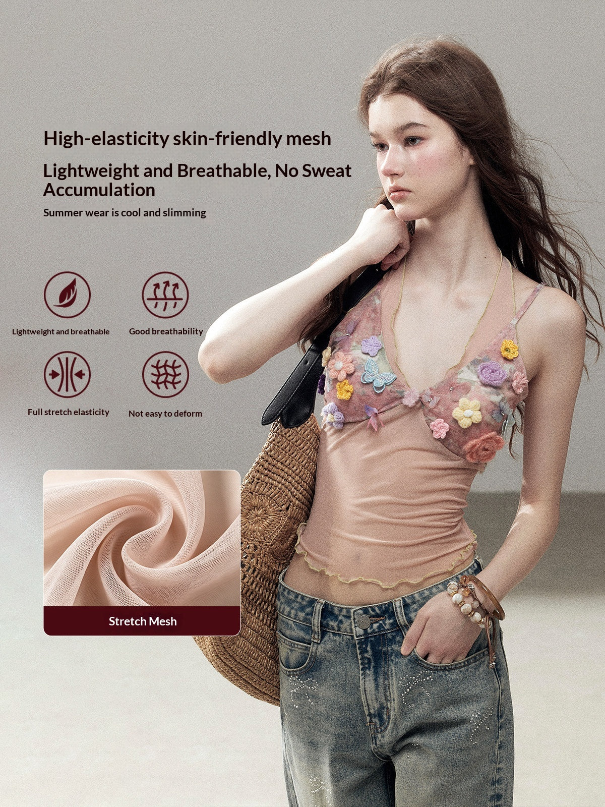 "Waiting for a Flower to Bloom" Lotus Pink Sheer Halter Crop Top