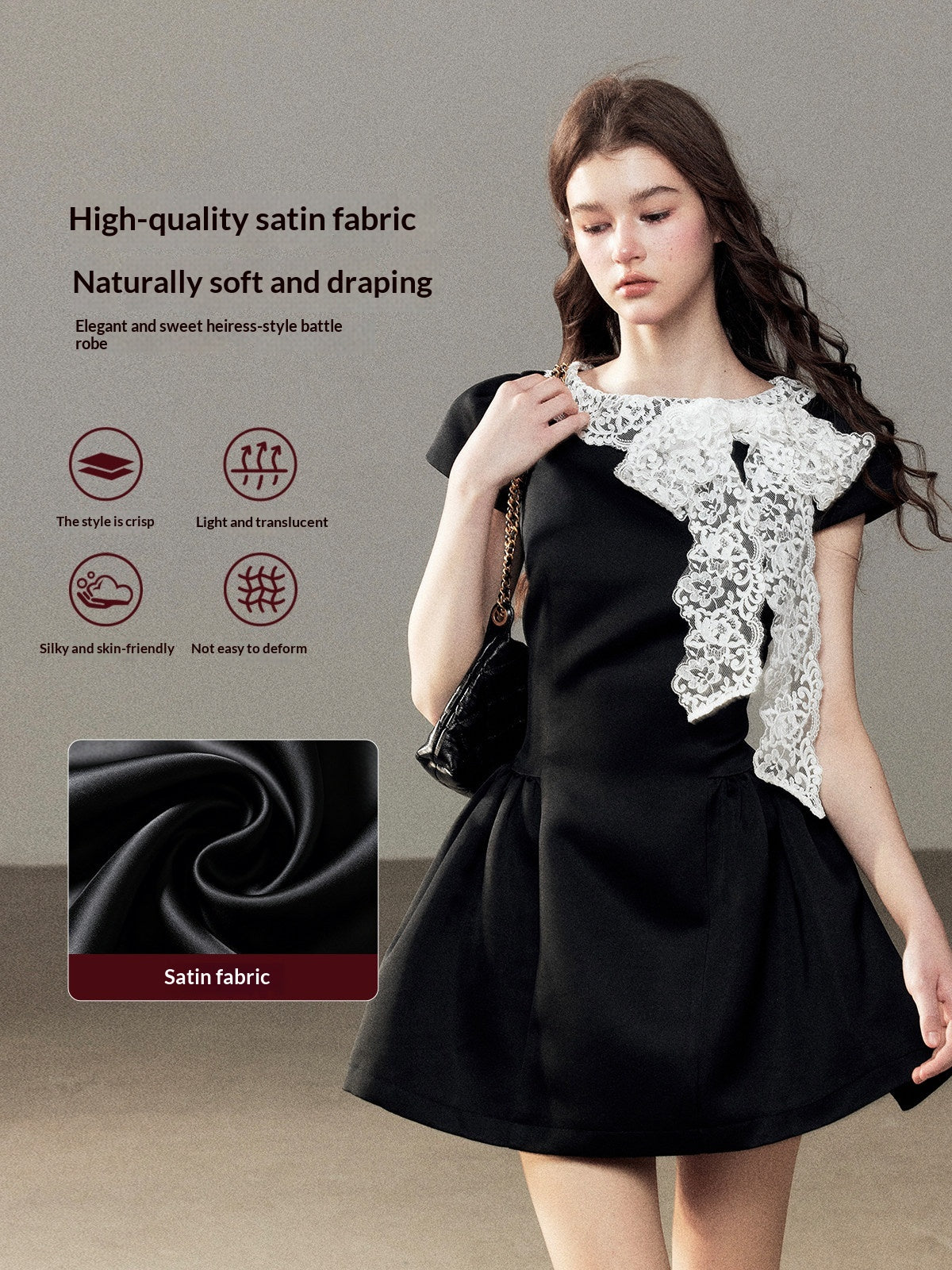 "A River Woven by Moonlight" Rich Black Lace Cocktail Mini Dress