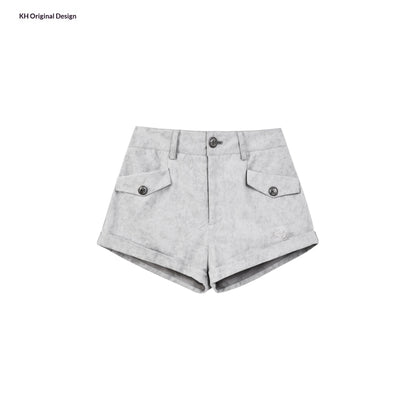 "Sweet Polka Day" Blush Pink Tee & Glacier Gray Shorts Set