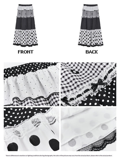 Kyoto Stroll – Japanese Polka Dot Black & White Maxi Skirt Collection