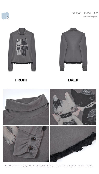 "Cold Air" Black Padded Jacket / Base Layer Top / Polka Dots Skirt / Sweatpants Set