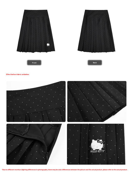 Slim-Fit Preppy Style Set - Sailor Collar Shirt / Front Box-Pleat Skirt / Polka Dot Skirt