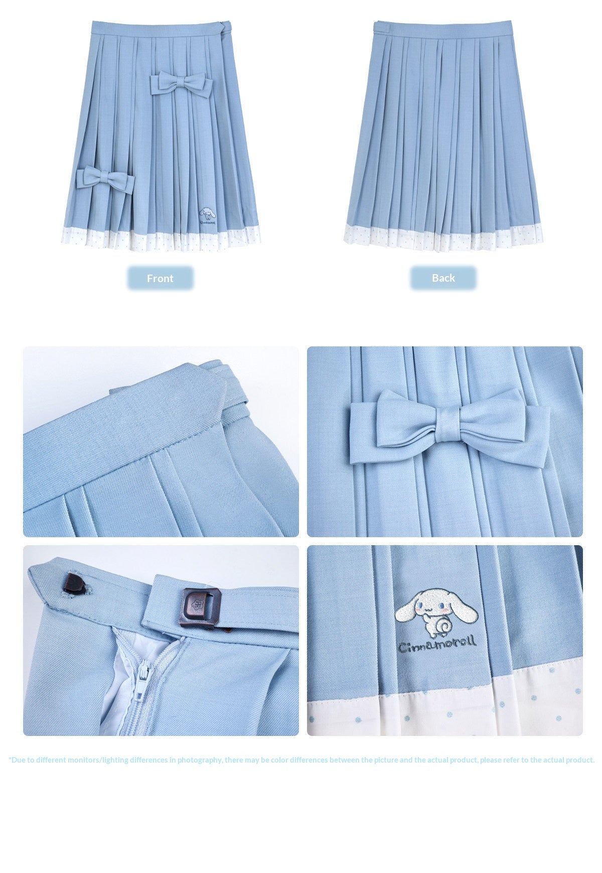 Sleeveless Polka Dot Sailor Collar Shirt & Light Blue Contrast-Trim Skirt