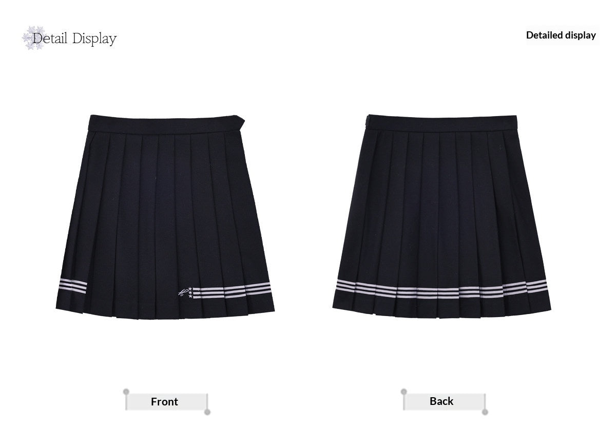 "Snow-Cleared Lily" Gray-Lilac JK Long-Sleeve Sailor Uniform Set