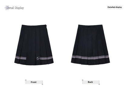 "Snow-Cleared Lily" Gray-Lilac JK Long-Sleeve Sailor Uniform Set