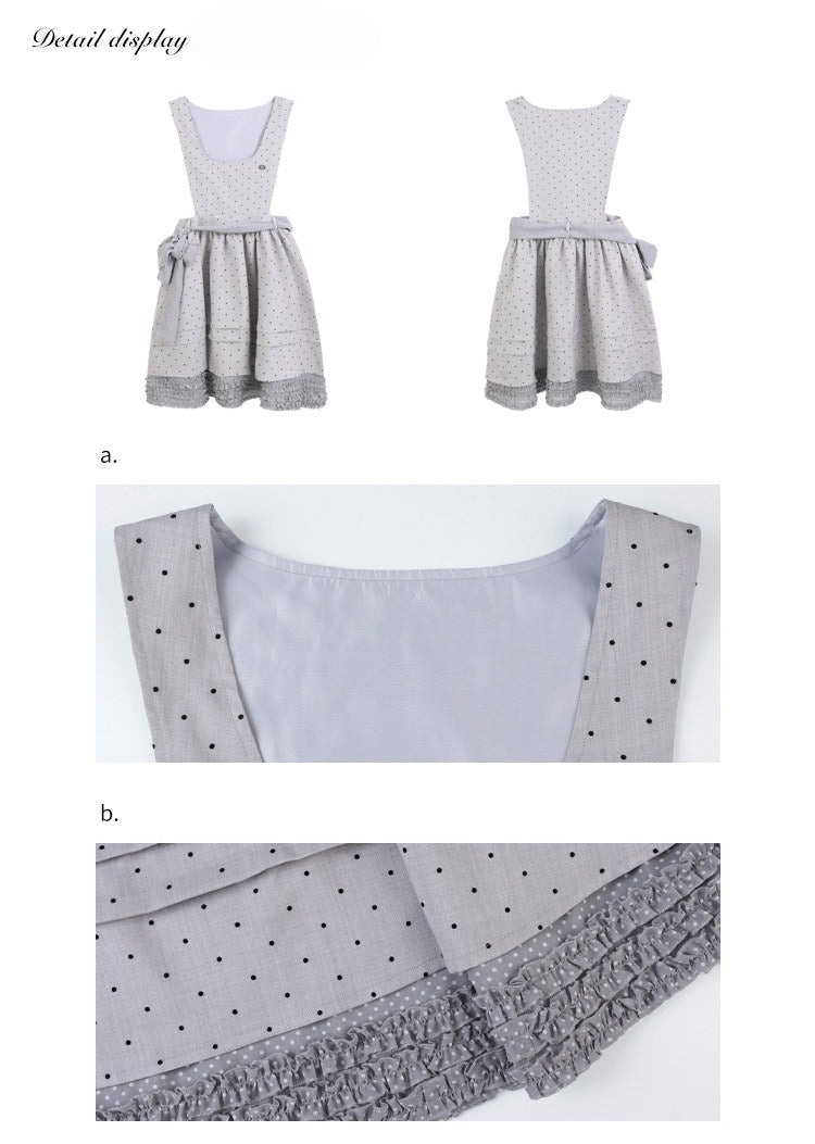 Vintage Japanese-Style Detachable 2-Way Pinafore Dress & Blouse Set