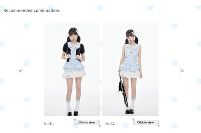 Two Ways to Wear! Cinnamoroll Cropped Cardigan / Round-Neck Blouse / Bubble Skort