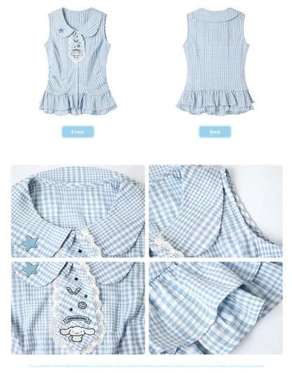 Two Ways to Wear! Cinnamoroll Cropped Cardigan / Round-Neck Blouse / Bubble Skort