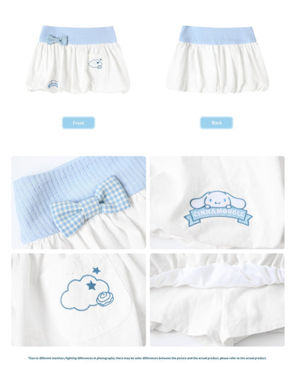 Two Ways to Wear! Cinnamoroll Cropped Cardigan / Round-Neck Blouse / Bubble Skort