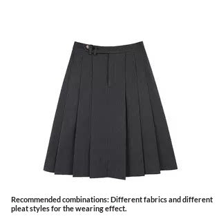 "Grey Finch" Gray Korean Preppy Suit Collection (Blazer / T-Shirt / Box Pleated Skirt)
