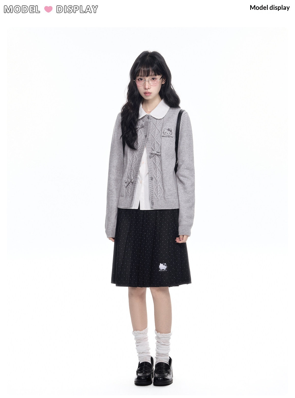 170726K "Heather Ribbon" Gray Cable Knit Cardigan