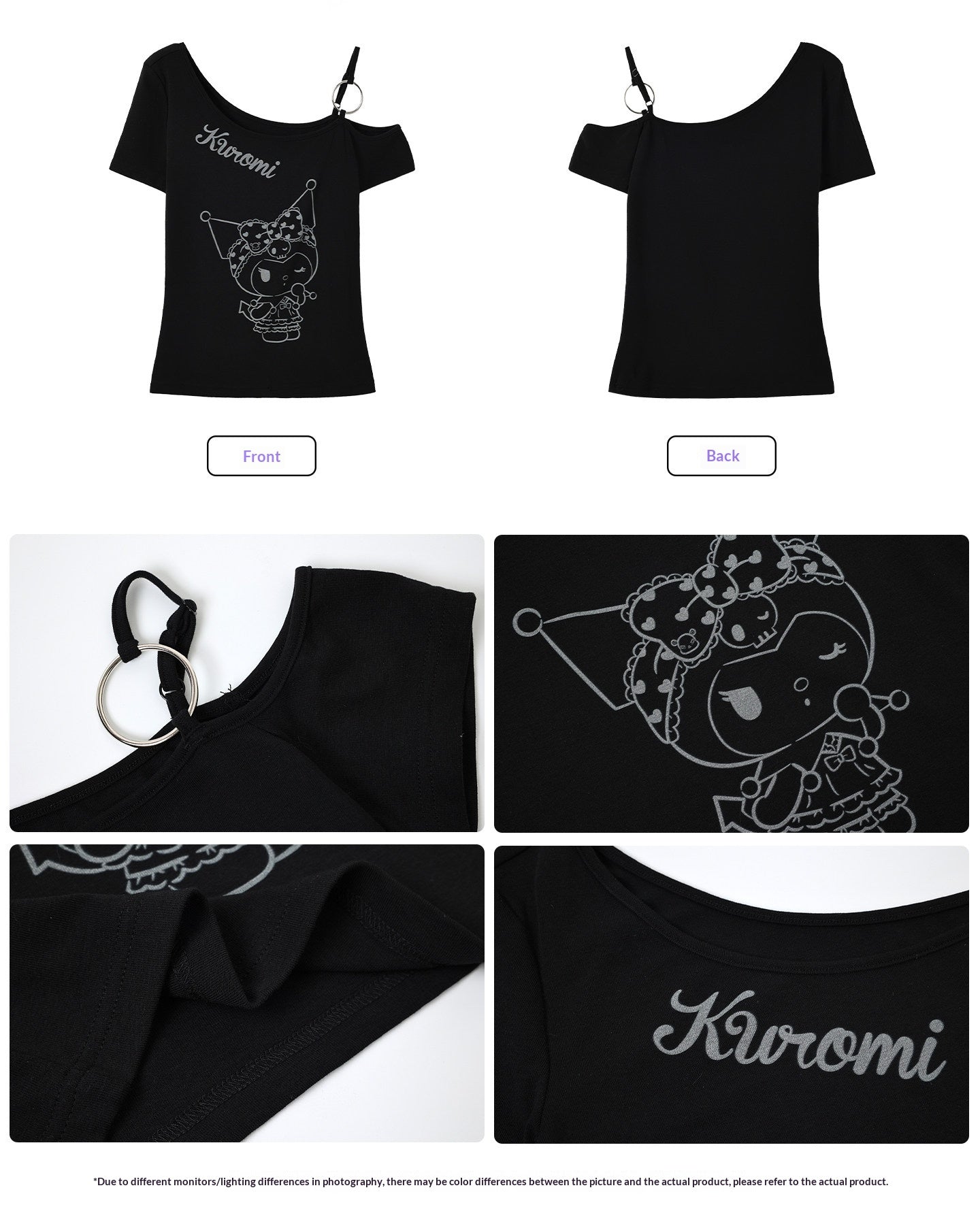 170726K "Shadow Rebel" Black Asymmetrical Shoulder Collection (One-Shoulder Tee / Casual Shorts)