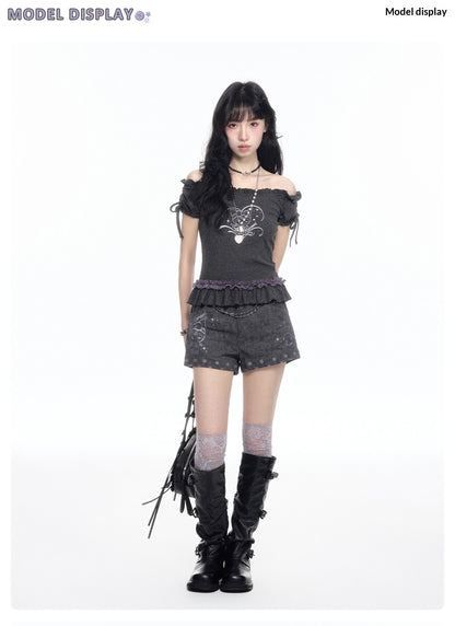 170726K "Moonlit Muse" Convertible Off-Shoulder Collection (Knit Top / Casual Shorts)