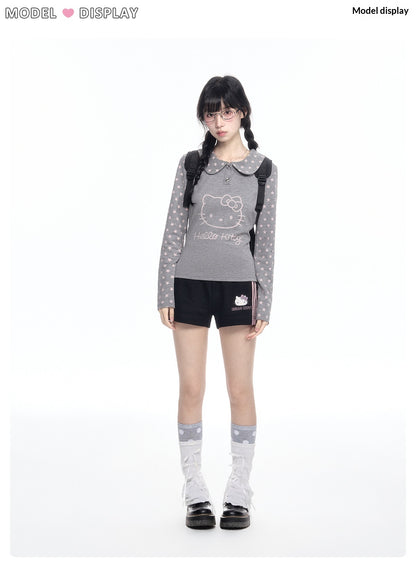 170726K  "Grey Stardust" Layered Campus Collection (Long Sleeve Top / Layered Skort / Athletic Shorts)