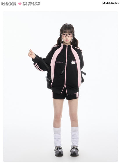 170726K "Pink Velocity" Black Athletic Collection (Track Jacket / Athletic Shorts / Bow Track Pants)