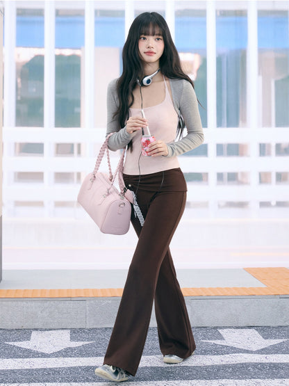 "Rosy Layer" Blush Pink Glitter Knit Cami & Shrug Set