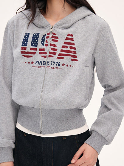 "Runway Legacy" Light Gray Cropped Sweatshirt Jacket