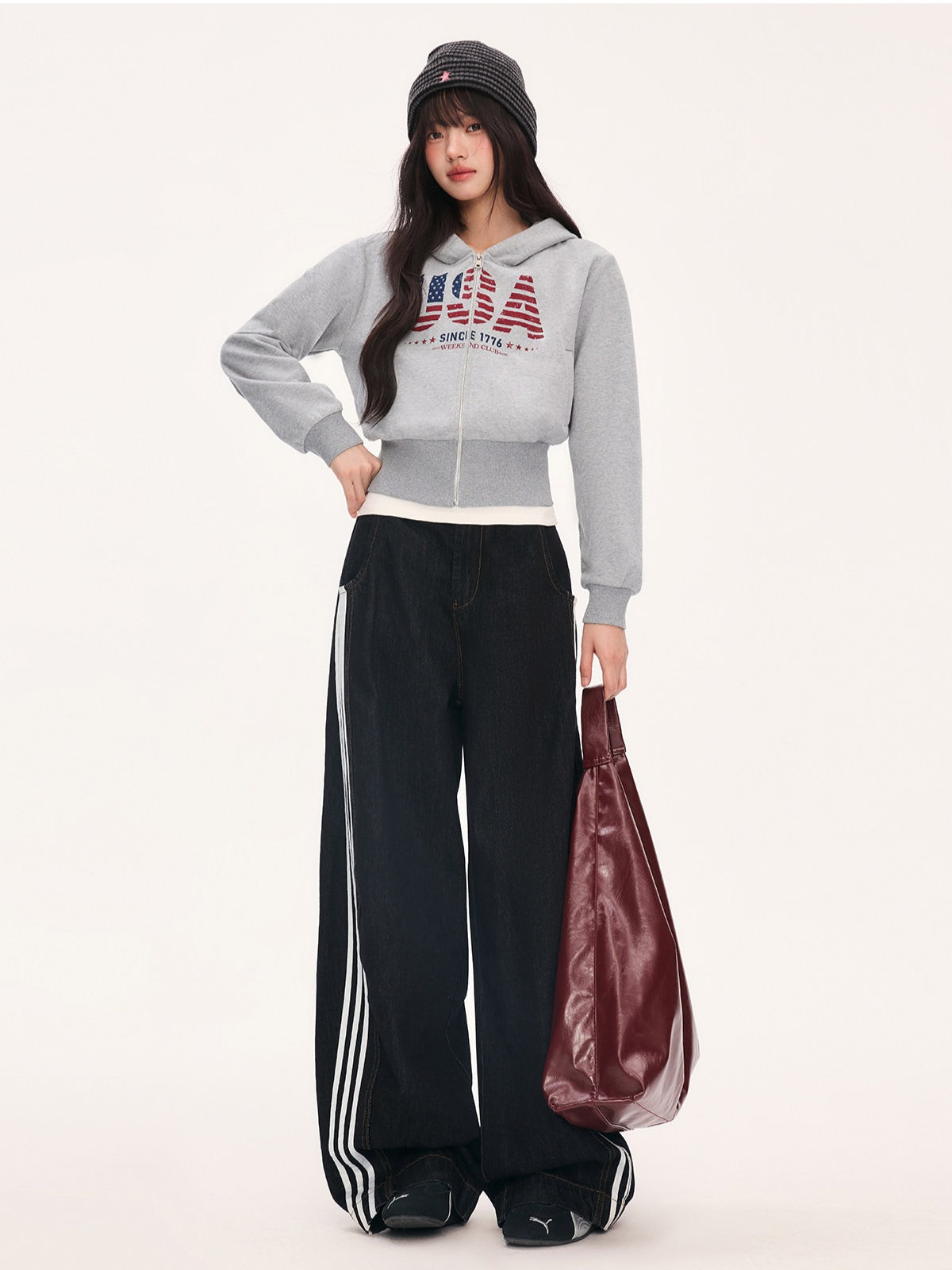 "Runway Legacy" Light Gray Cropped Sweatshirt Jacket