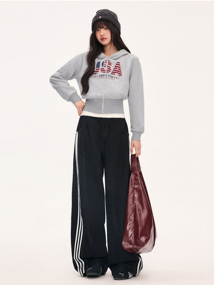 "Runway Legacy" Light Gray Cropped Sweatshirt Jacket