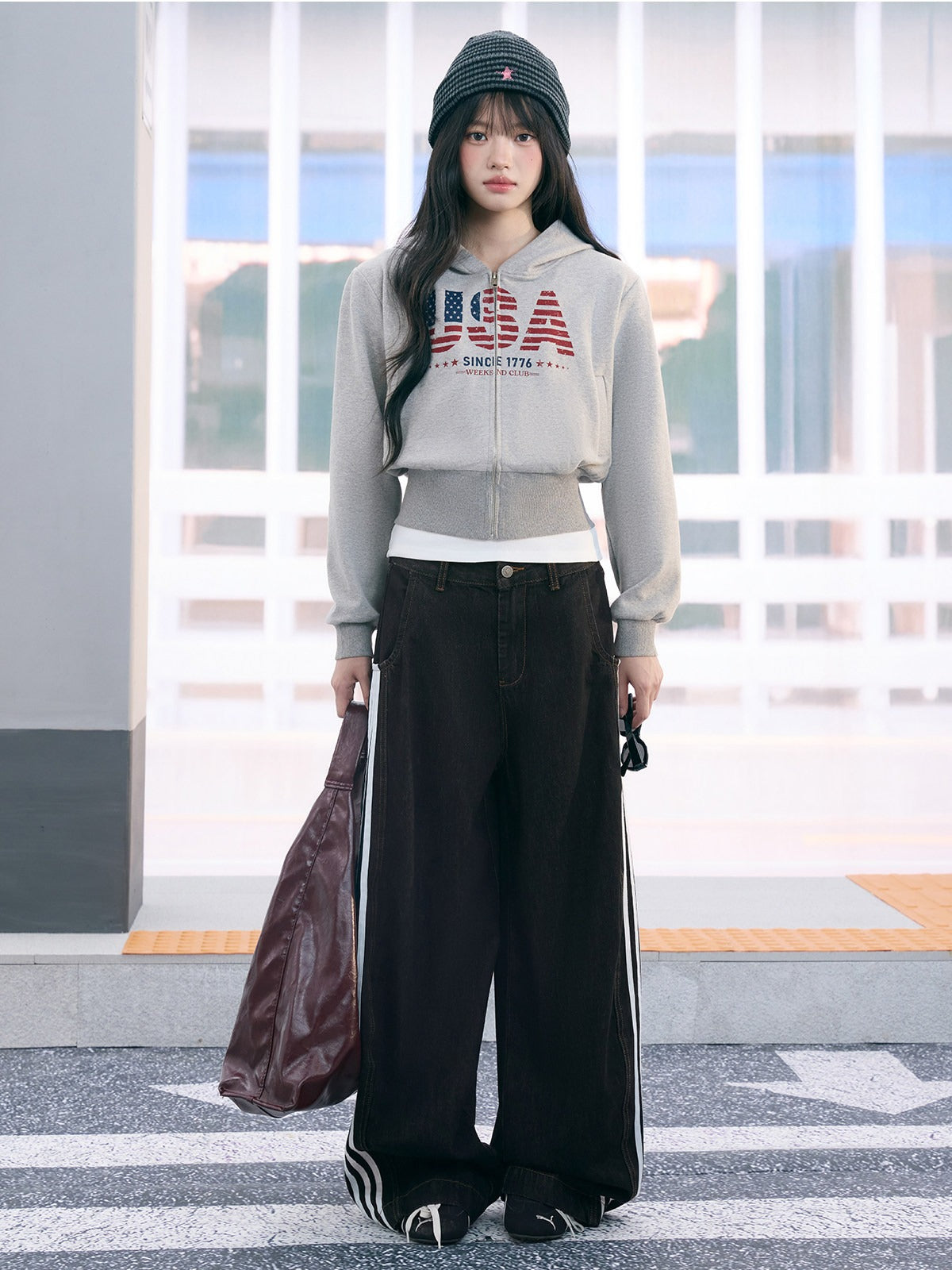 "Runway Legacy" Light Gray Cropped Sweatshirt Jacket