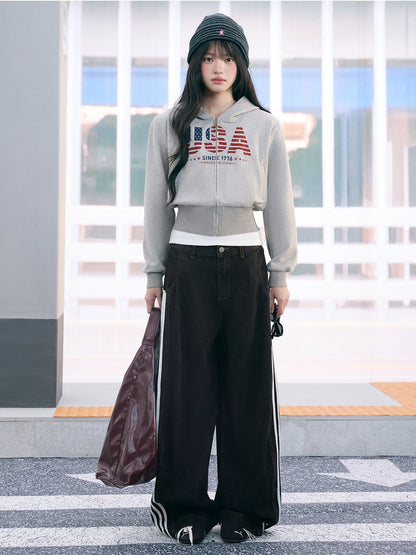 "Runway Legacy" Light Gray Cropped Sweatshirt Jacket