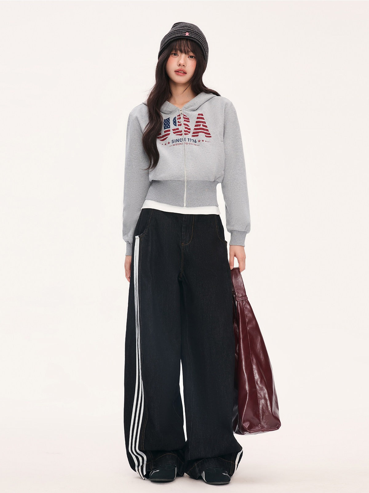 "Runway Legacy" Light Gray Cropped Sweatshirt Jacket