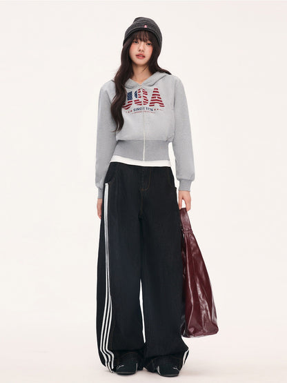 "Runway Legacy" Light Gray Cropped Sweatshirt Jacket