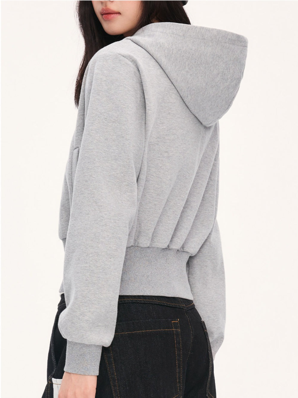 "Runway Legacy" Light Gray Cropped Sweatshirt Jacket