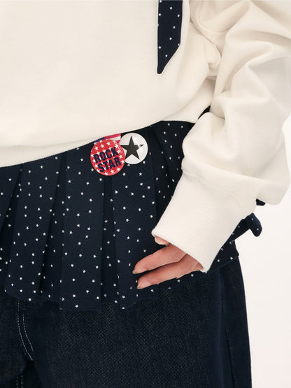 "Starlight Transit" Navy Pleated Mini Skirt