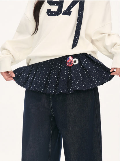 "Starlight Transit" Navy Pleated Mini Skirt